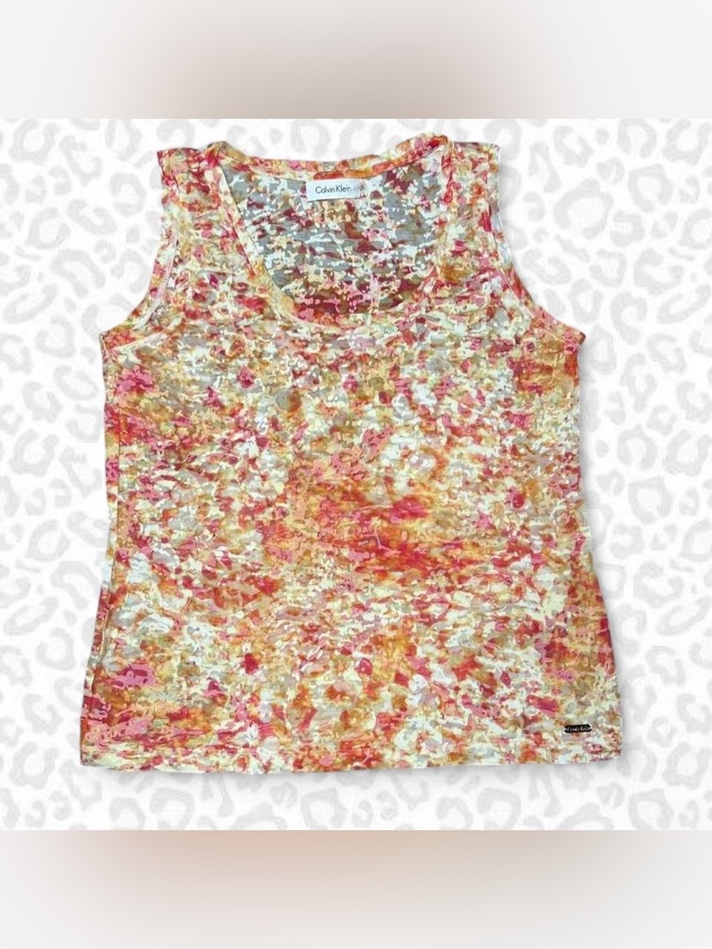 Calvin Klein Lightweight Abstract Sleeveless Blouse — M